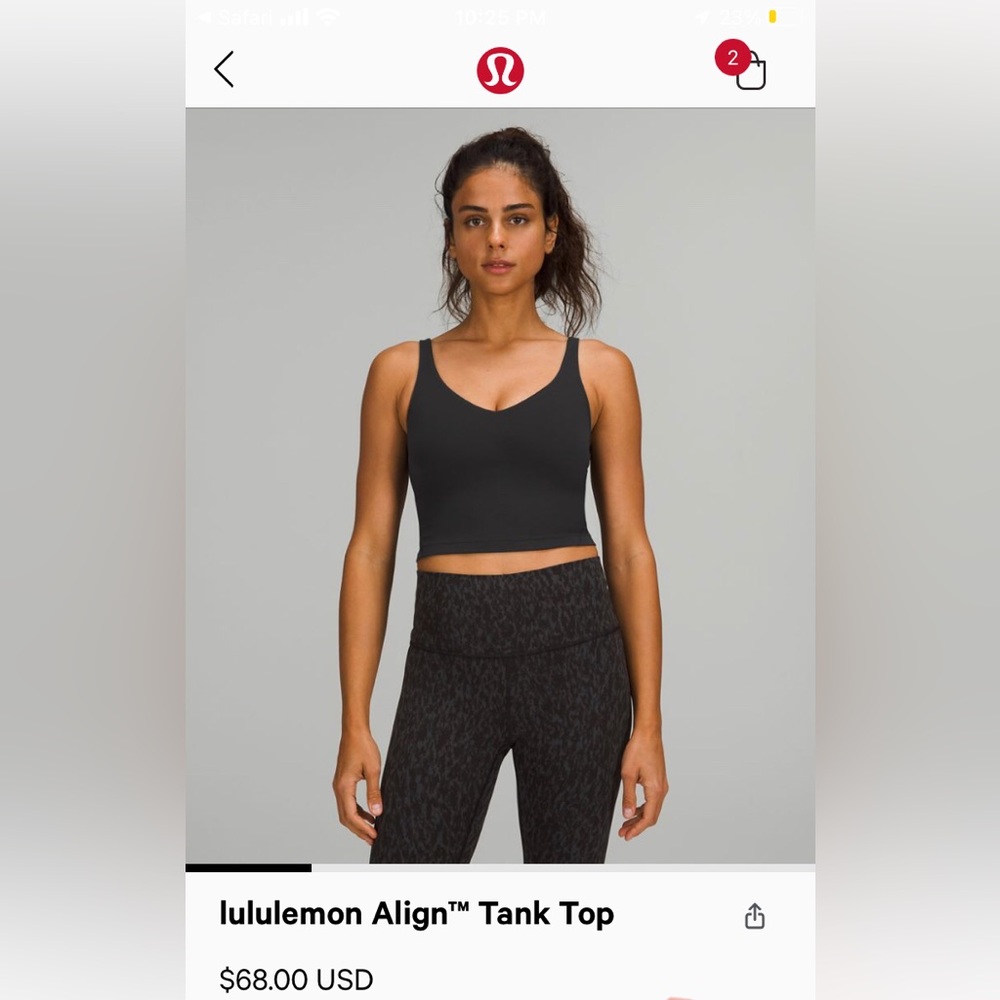 LULULEMON Align Tank in Classic Black Brand New Condition without tag 😍 Size 10